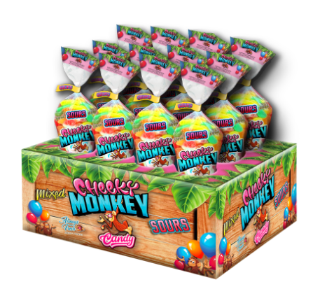 Cheeky Monkey Gummy Candy Sour  Cones  12's