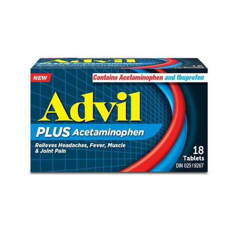 GSK Advil Plus Acetaminophen Tablets 18ct x 6 (122145)