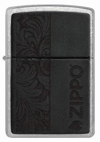 Zippo Street Chrome/Black Leather Laser Engrave (46919)