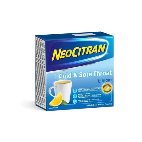 NeoCitran Cold & Sore Throat Lemon 10s