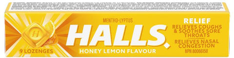 Halls Honey Lemon 20x9pc x 24/case (132219)