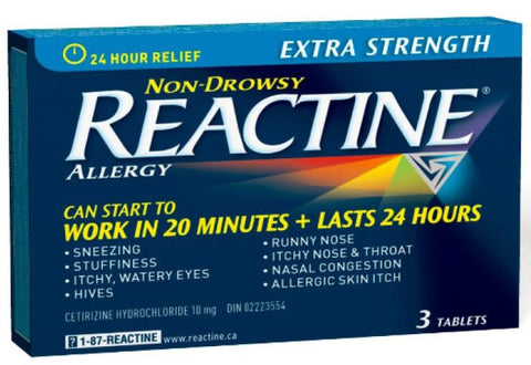Reactine Tablet 10mgs 3's x 15's x 16 per case (107513)
