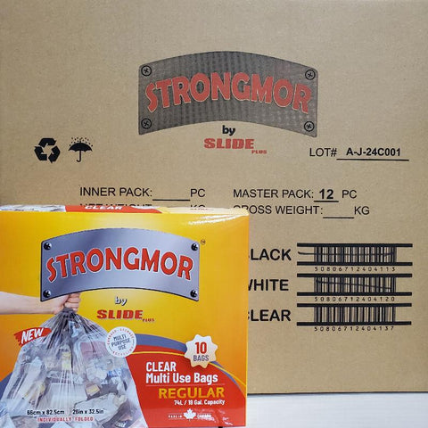 STRONGMOR Case of Clear Garbage 74 Ltr x 10ct Bags (12 Boxes/Case)
