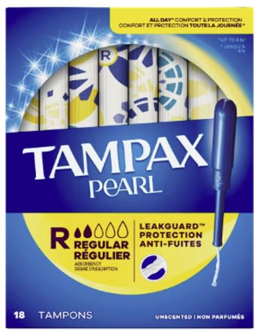 Tampax Pearl Regular  Absorbency Unscented Tampons 18 Count (11039)
