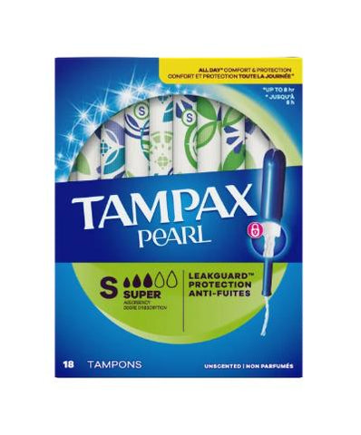 Tampax Pearl Super Absorbency Unscented Tampons 18 Count (11040)