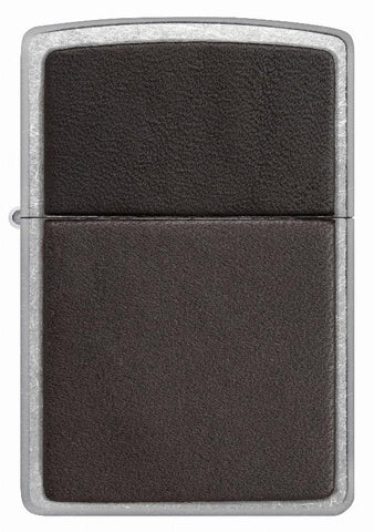Zippo Street Chrome/Brown Leather Plain Emblem (46782)