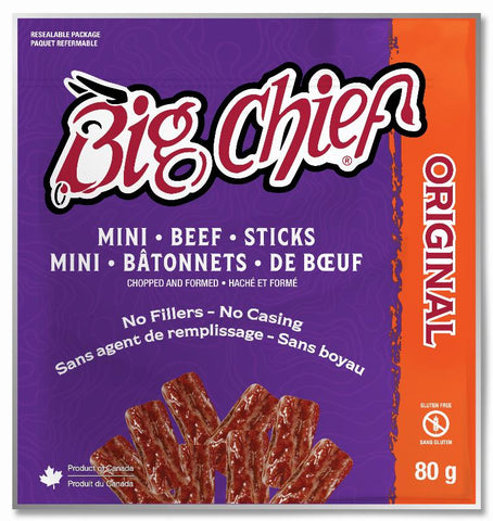 Big Chief Mini Beef Sticks 80g x 12