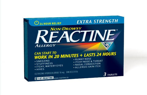 Reactine Tablet 10mgs 3's x 15's x 16 per case (107513)