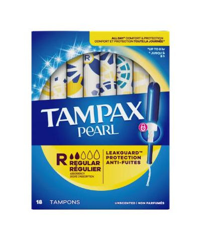 Tampax Pearl Regular  Absorbency Unscented Tampons 18 Count (11039)