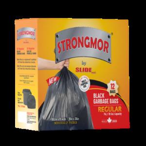 STRONGMOR BLACK GARBAGE BAGS 12PK X 12 BOXES  PER CASE  x74Ltr