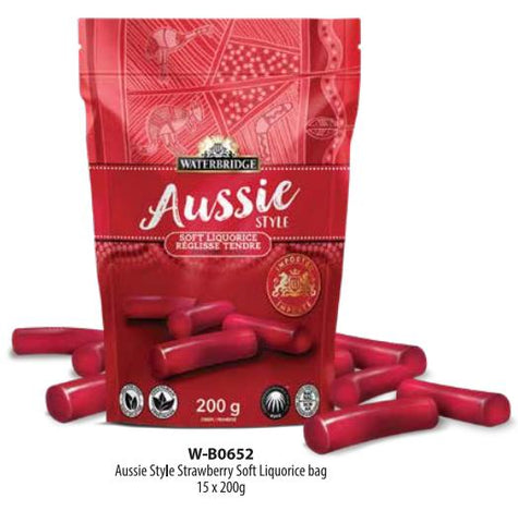 Waterbridge Aussie Style Strawberry Soft Liquorice 15x200g