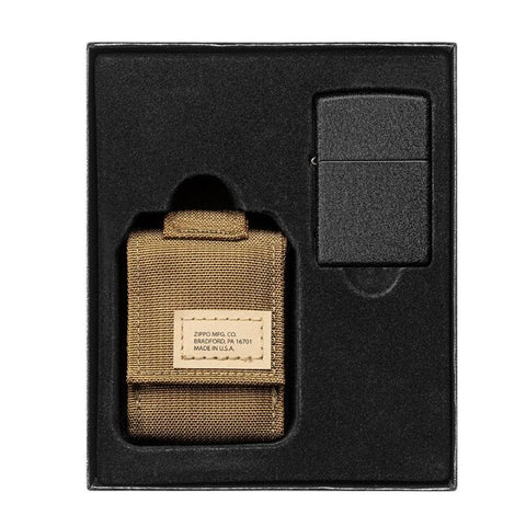 Zippo Coyote Pouch and Black Crackle®, Lighter Gift Set (49401)