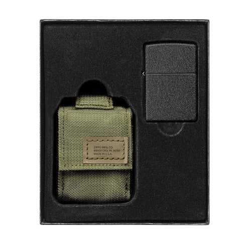 Zippo OD Green Pouch and Black Crackle®, Lighter Gift Set (49400)