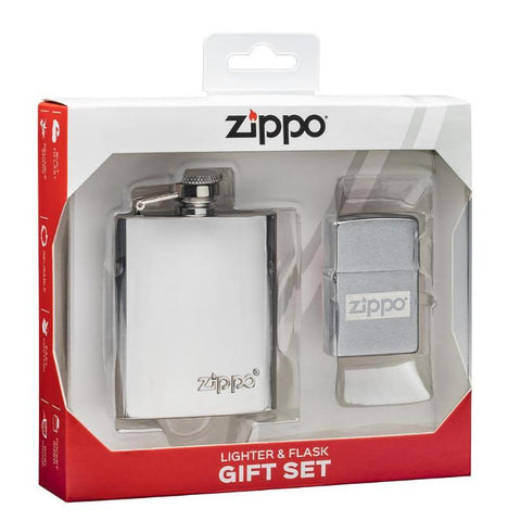 Zippo Brushed Chrome, Zippo Flask and WPL Gift Set (49358)