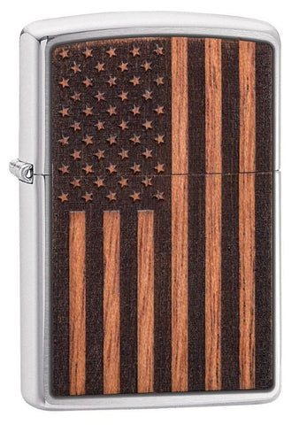 Zippo Brushed Chrome-Mahogany Emblem (29966)