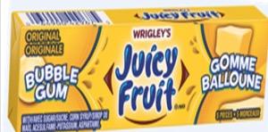 Juicy Fruit Chunk Bubble Gum 18's X 12 per case