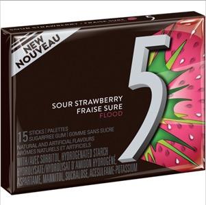 Wrigley Five Flood Sour Strawberry SF Gum 10 x 12/case (109583)