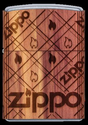Zippo Street Chrome, Zippo Logo Cedar Emblem Attached (49331)